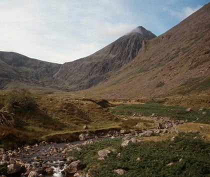 Peak of Carrantuohill seen from the North, down Hag's Glen